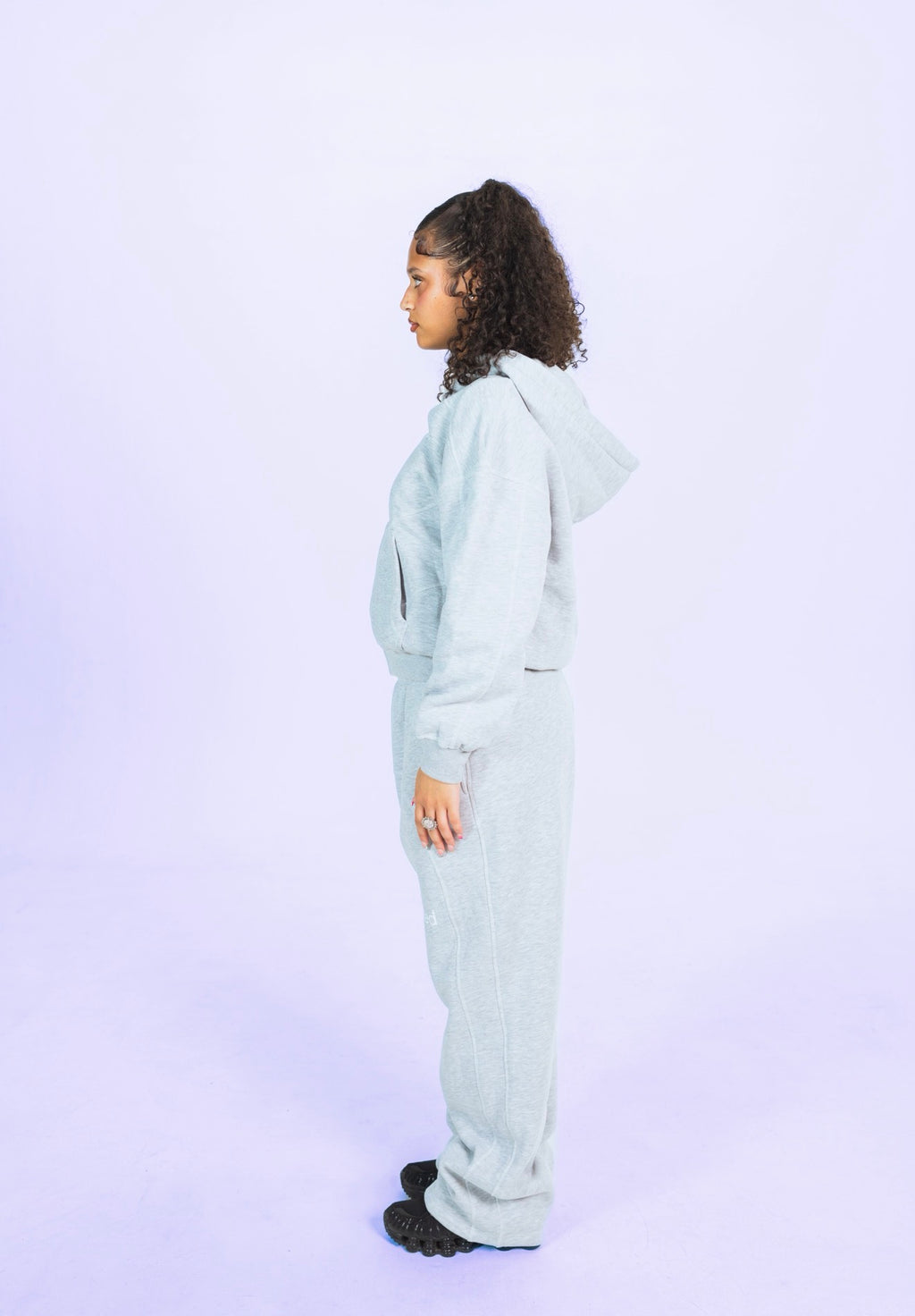 Reformed Contrast-Stitched Zip-Up Hoodie