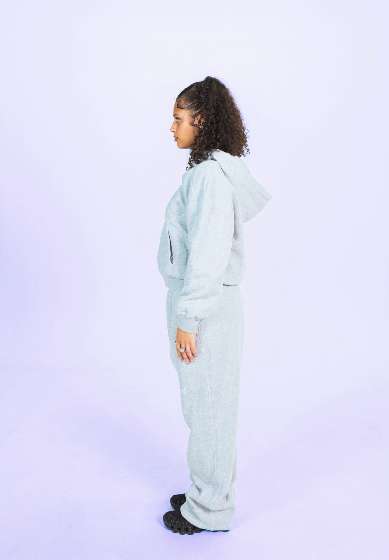 Reformed Contrast-Stitched Zip-Up Hoodie