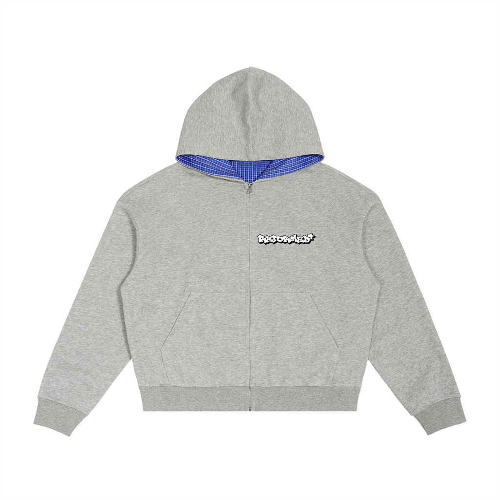 Reformed Plaid Boxy Zip Hoodie