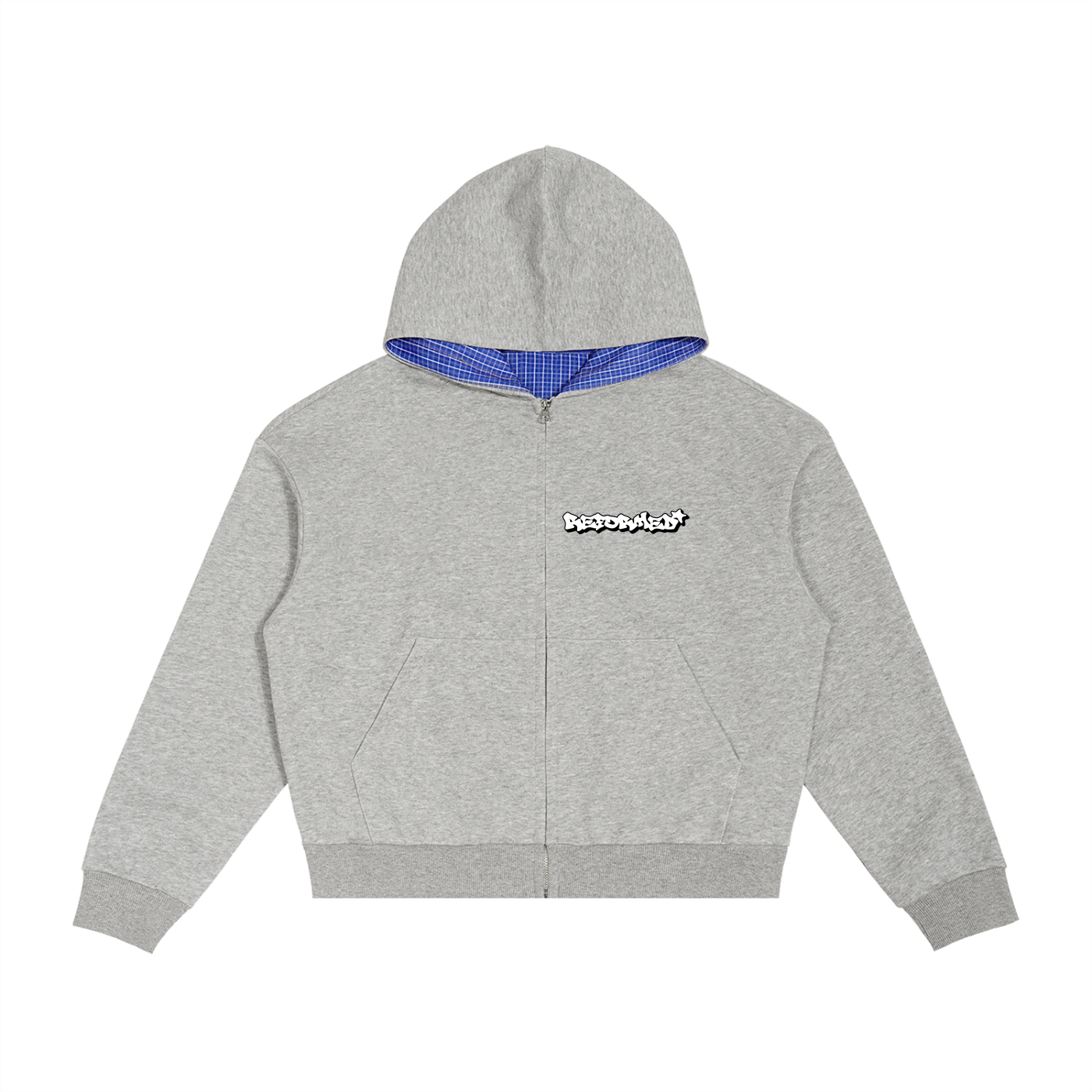 Reformed Plaid Boxy Zip Hoodie